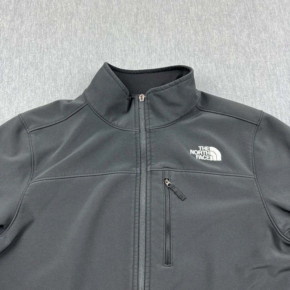 The North Face Jacket Men Medium Black Apex Windwall Fleece Lined Softshell FLAW